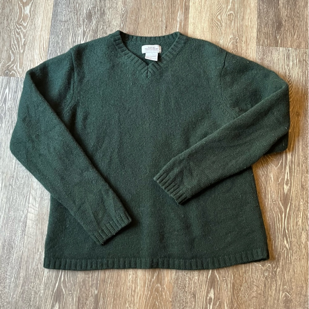 Great Northwest Clothing Company Forest Green V-Neck Sweater